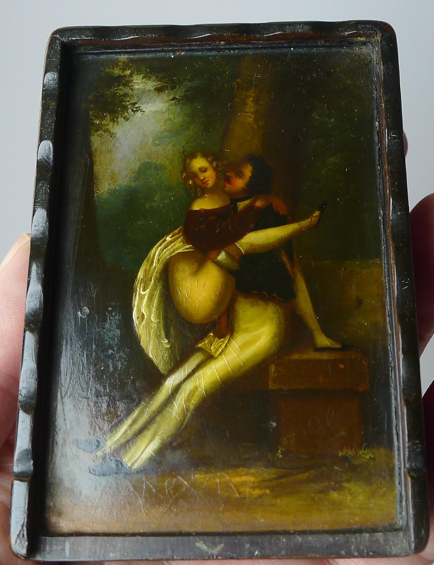 German Concealed Erotic Snuff Box in the Manner of Stobwasser, C.1820 For Sale 1