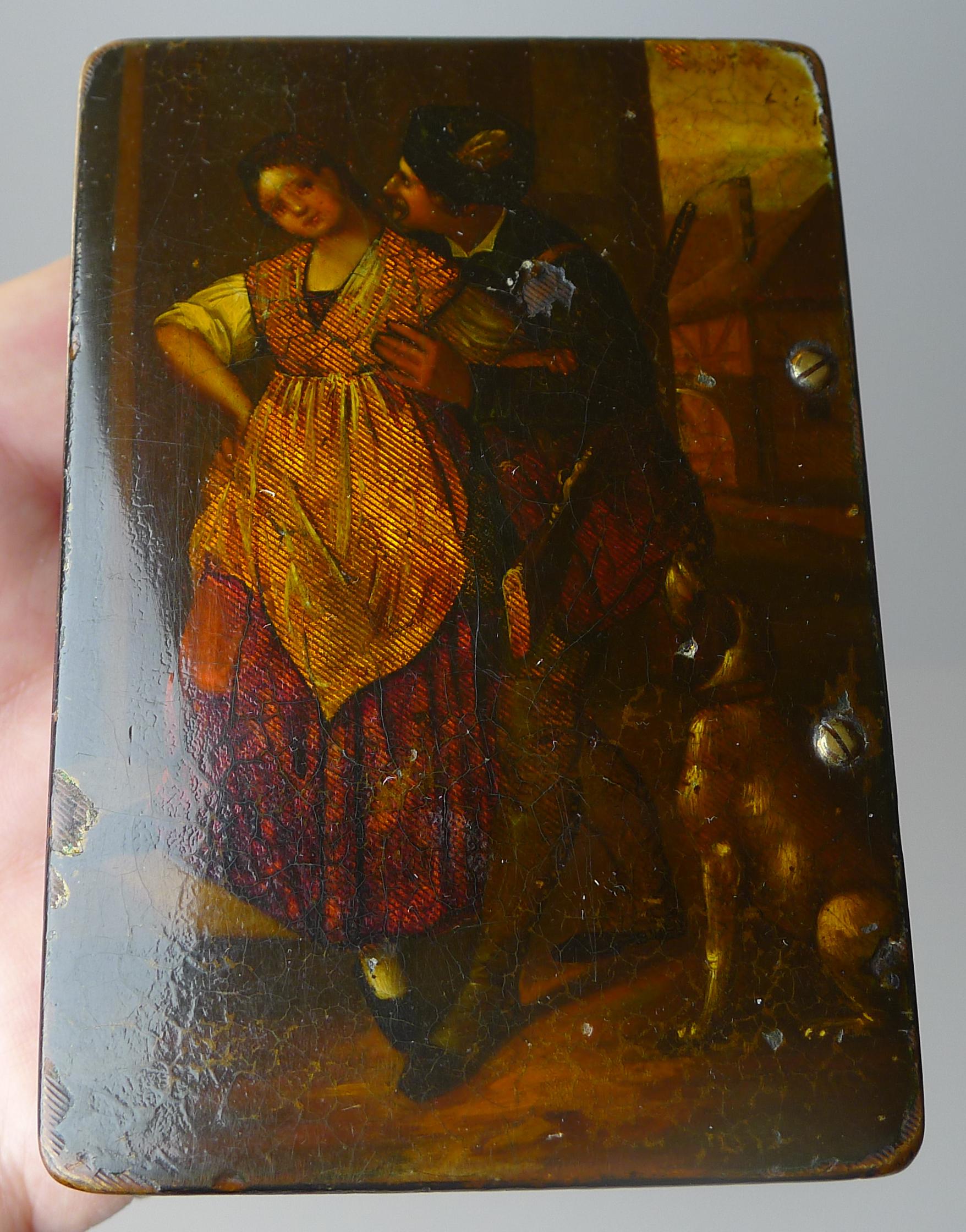 German Concealed Erotic Snuff Box in the Manner of Stobwasser, C.1820 For Sale 3