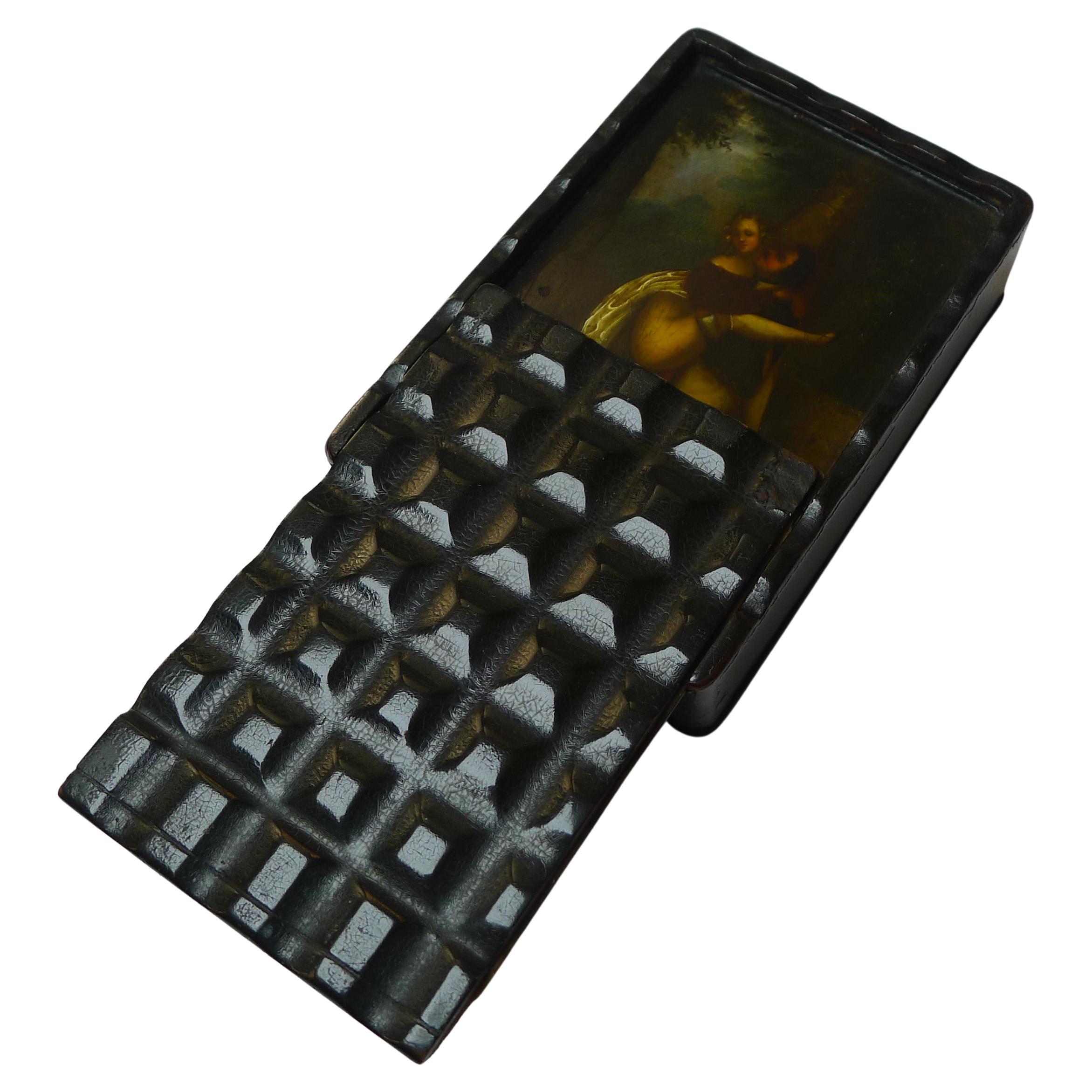 Caja de rapé erótica oculta alemana a la manera de Stobwasser, c.1820