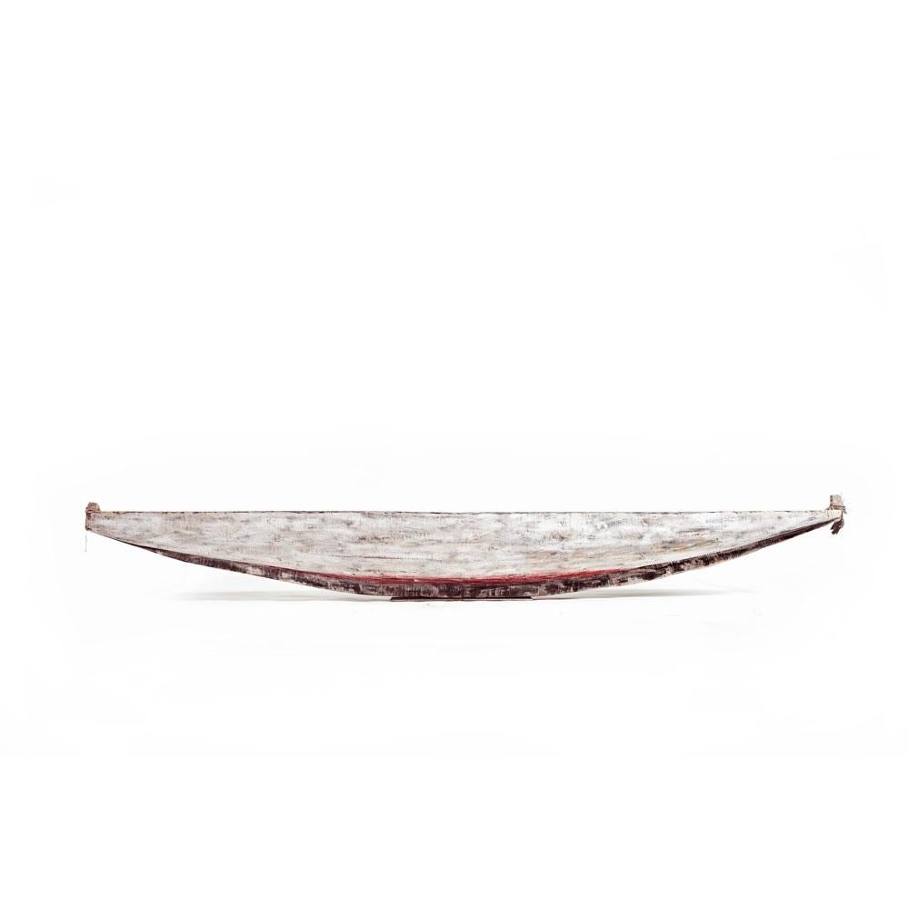 Contemporary Organic Shape Whitened Wood Boat or Skiff Inspired  - Sculpture by German Consetti