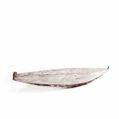 Contemporary Organic Shape Whitened Wood Boat or Skiff Inspired 
