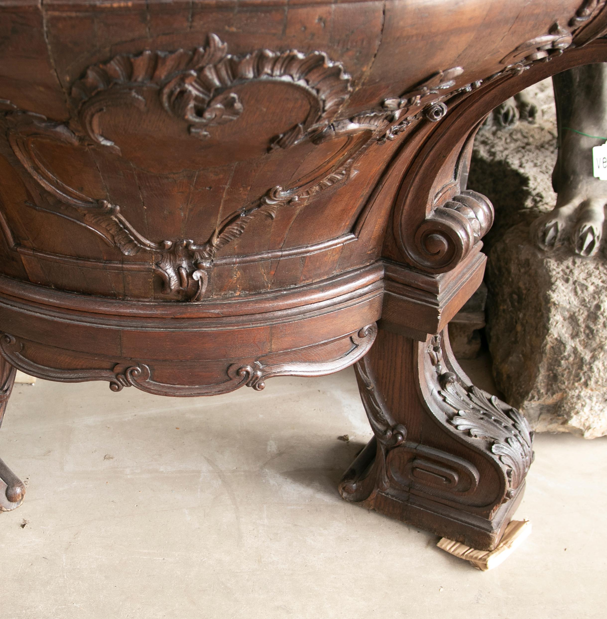 German Console Handcarved in Wood with Cordoban Top For Sale 8