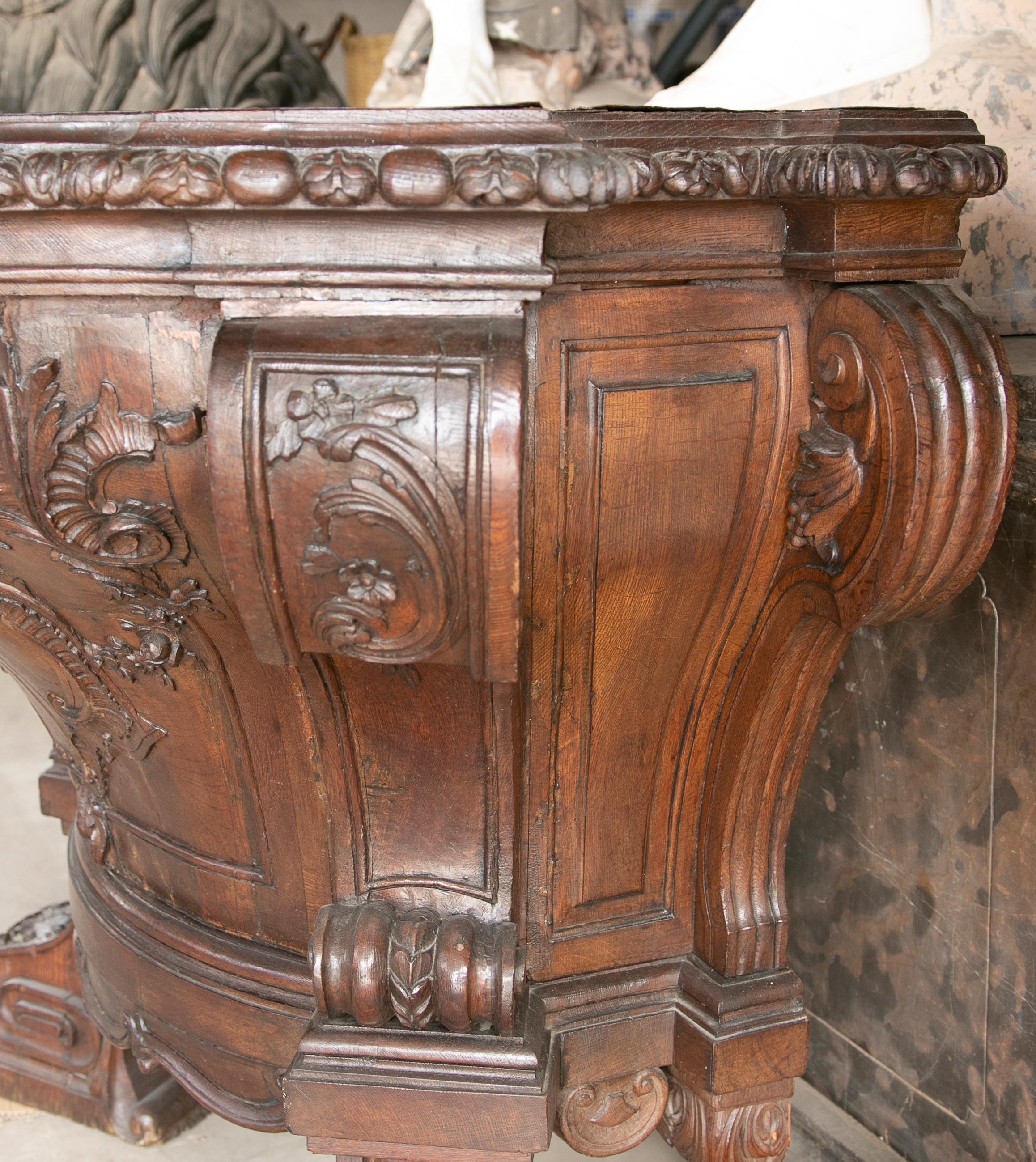 German Console Handcarved in Wood with Cordoban Top For Sale 1