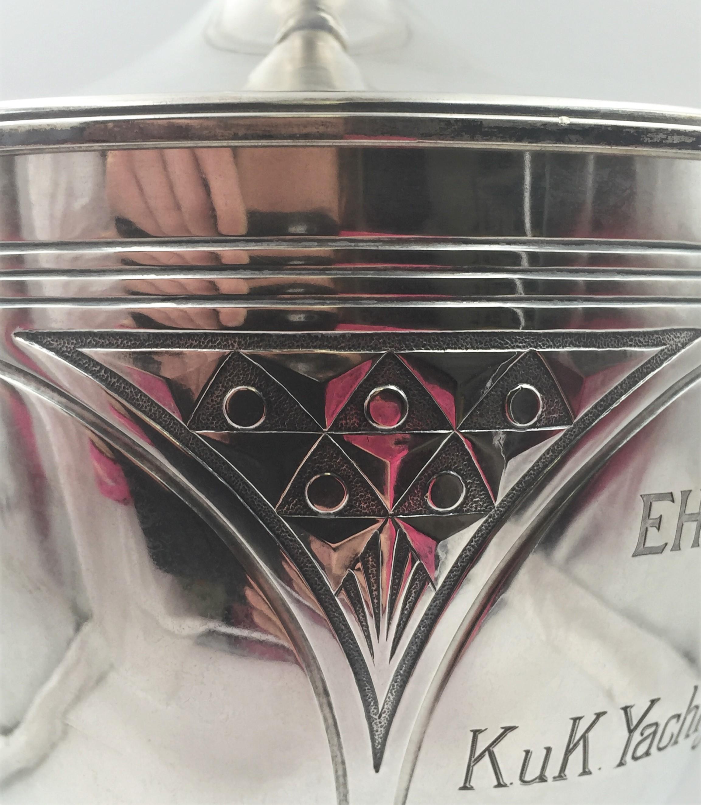 20th Century German Continental Silver and Onyx Monumental Trophy in Art Deco Style For Sale