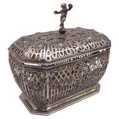 Used German Continental Silver Casket with Putti