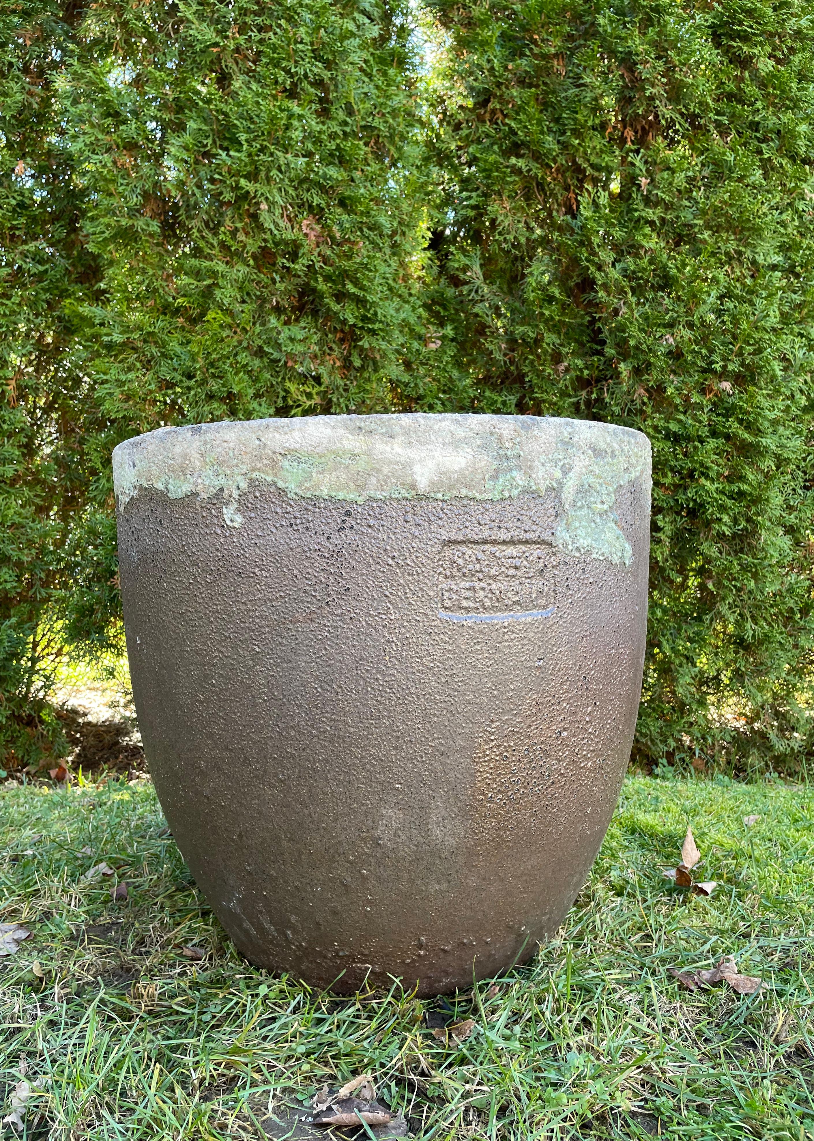 Industrial German Copper-Colored Ceramic Crucible Planter For Sale