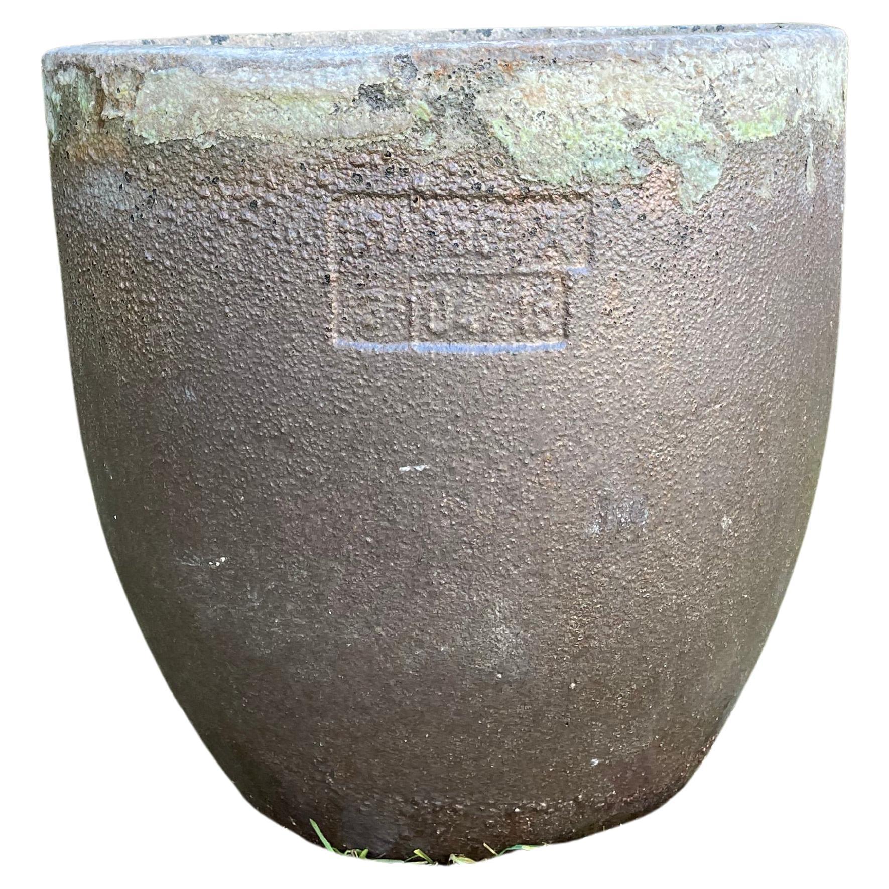 German Copper-Colored Ceramic Crucible Planter For Sale