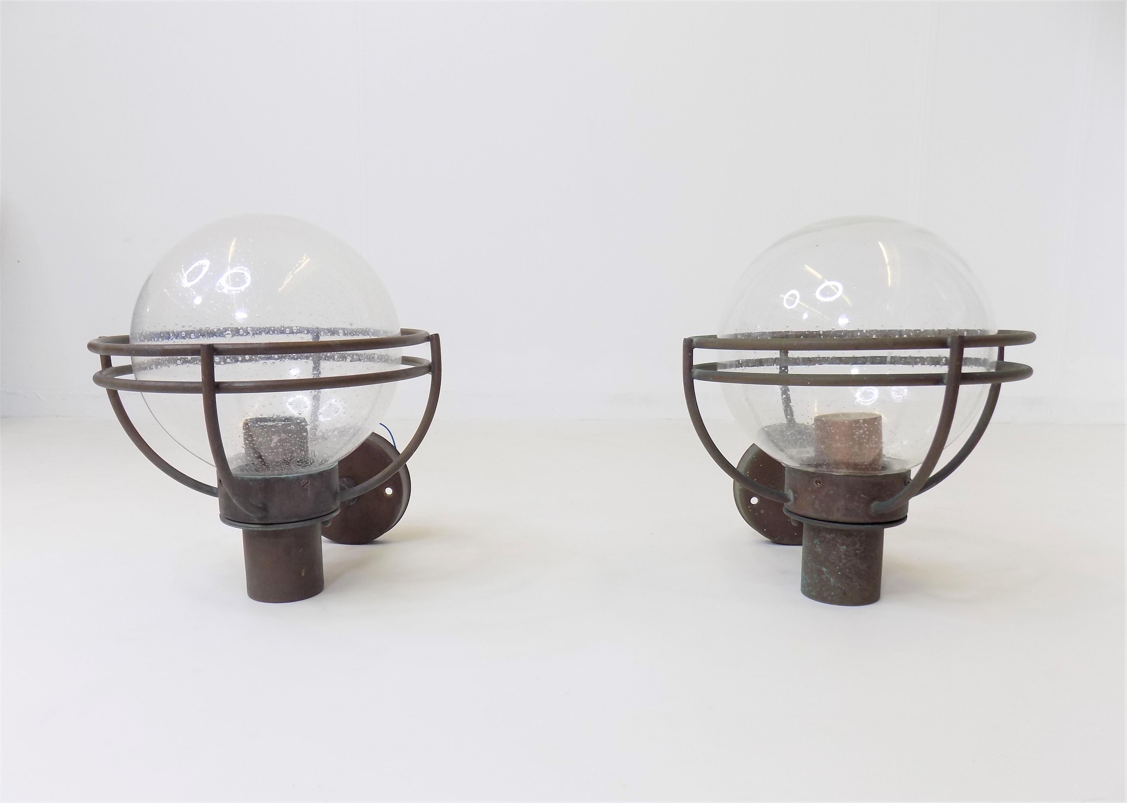 German copper outdoor lamps from Martin Müller, set of 2, 1970s In Good Condition In Ludwigslust, DE