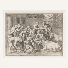 German copperplate engraving of the nativity, 1600's