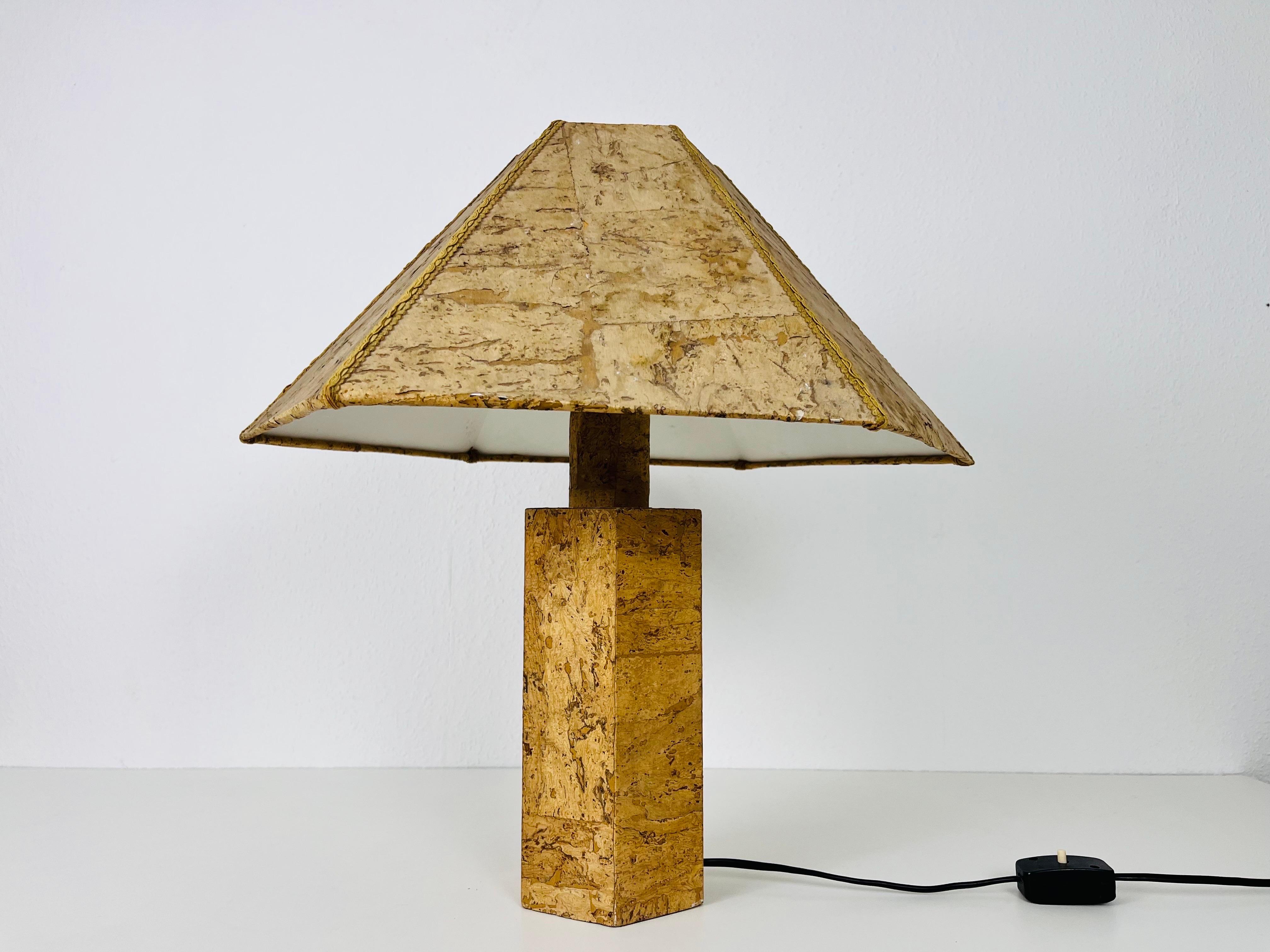 Mid-Century Modern German Cork Table Lamp in the Style of Ingo Maurer, 1960s, Germany For Sale