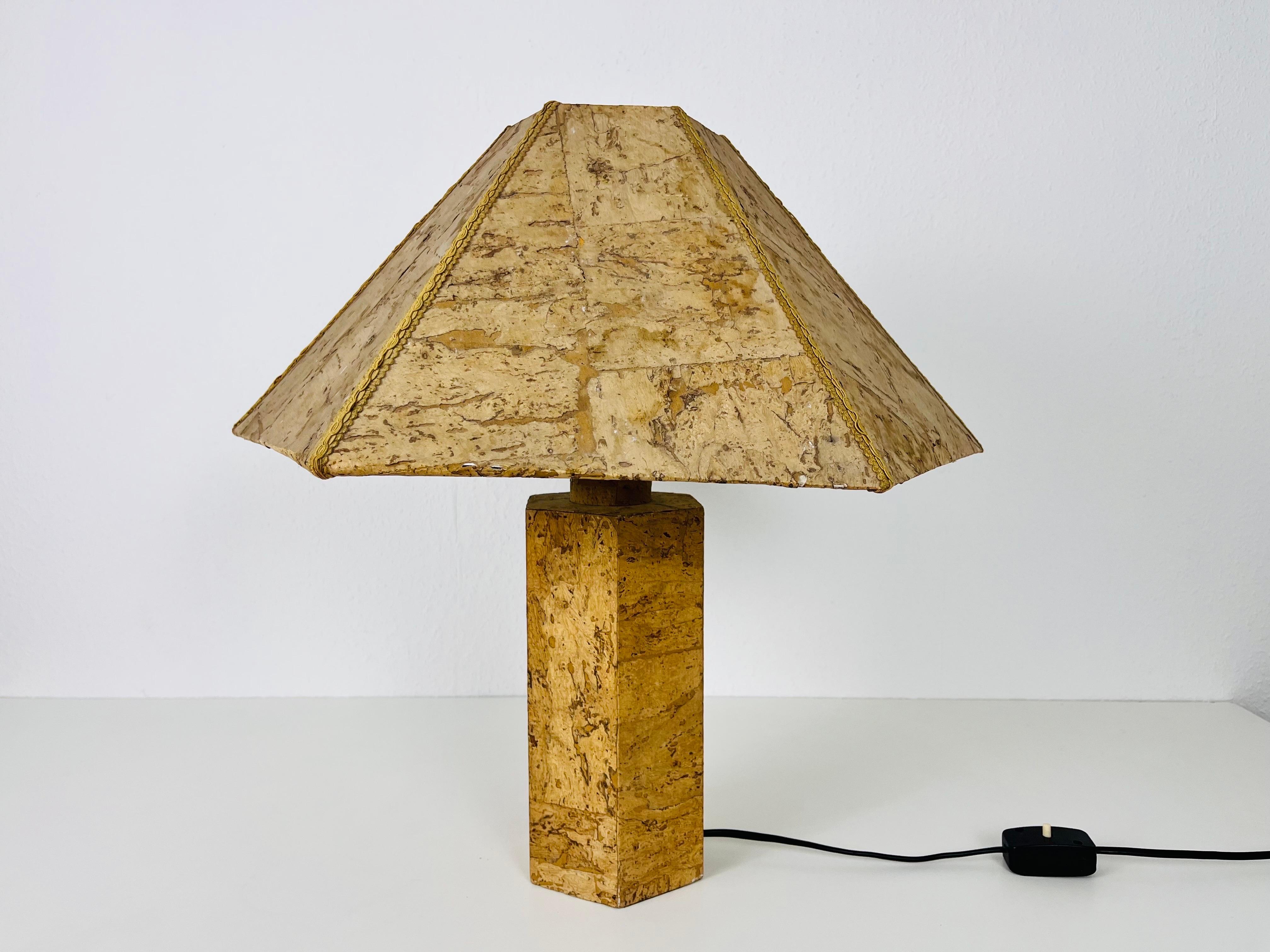 Italian German Cork Table Lamp in the Style of Ingo Maurer, 1960s, Germany For Sale