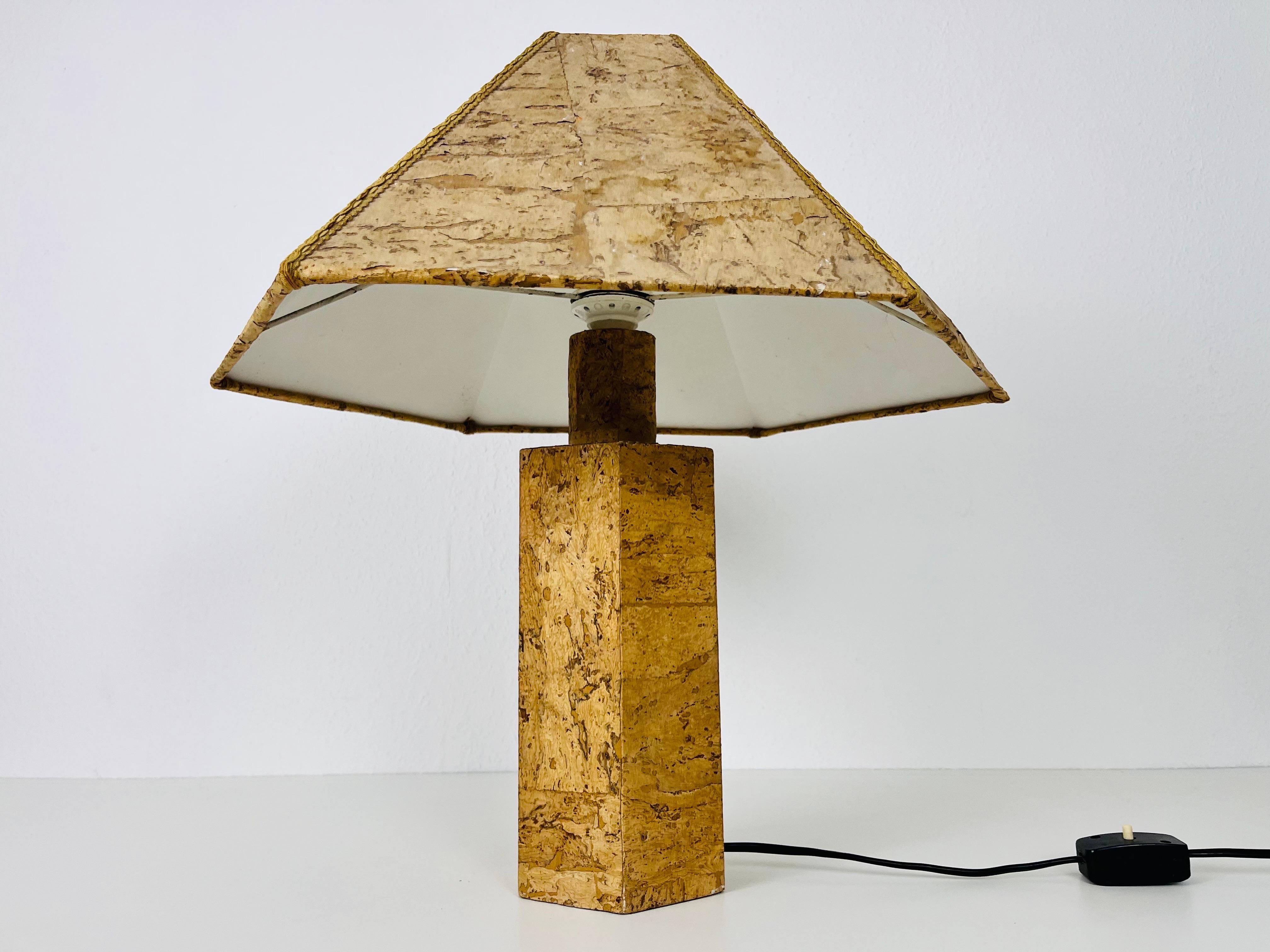 Mid-20th Century German Cork Table Lamp in the Style of Ingo Maurer, 1960s, Germany For Sale
