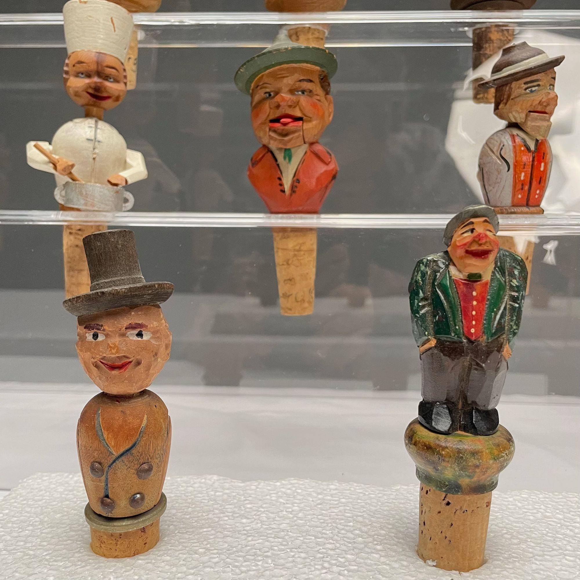German, Cork Wine Stoppers, Hand Carved, Painted Wood, 19th/20th Century For Sale 10