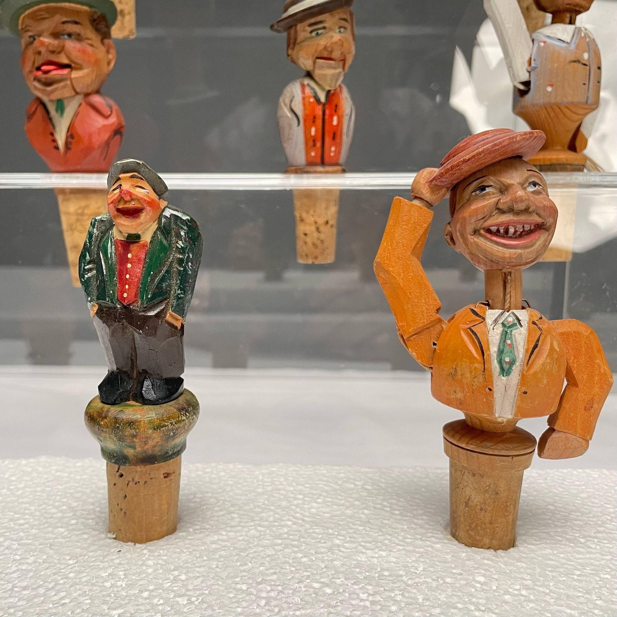 German, Cork Wine Stoppers, Hand Carved, Painted Wood, 19th/20th Century For Sale 11