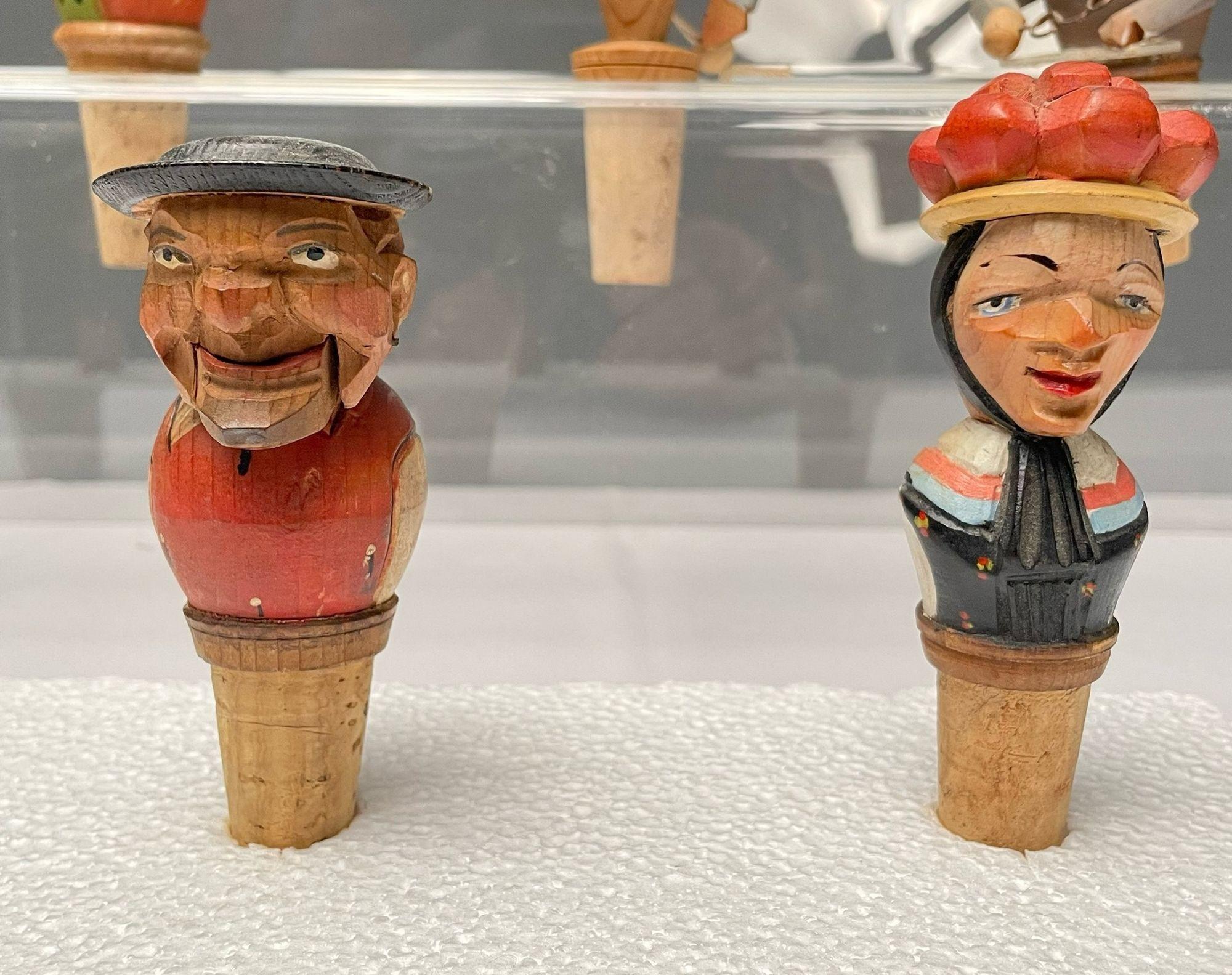 German, Cork Wine Stoppers, Hand Carved, Painted Wood, 19th/20th Century For Sale 13