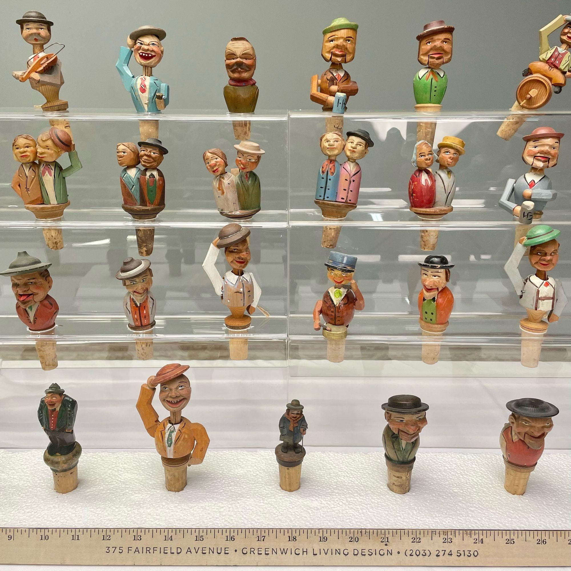 Adirondack German, Cork Wine Stoppers, Hand Carved, Painted Wood, 19th/20th Century For Sale