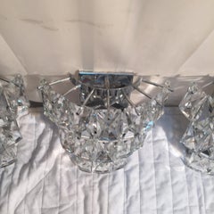 German Crystal Glass and Chrome Sconces from Kinkeldey, 1960s, Set of Four