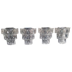 German Crystal Glass and Chrome Sconces from Kinkeldey, 1960s, Set of Four