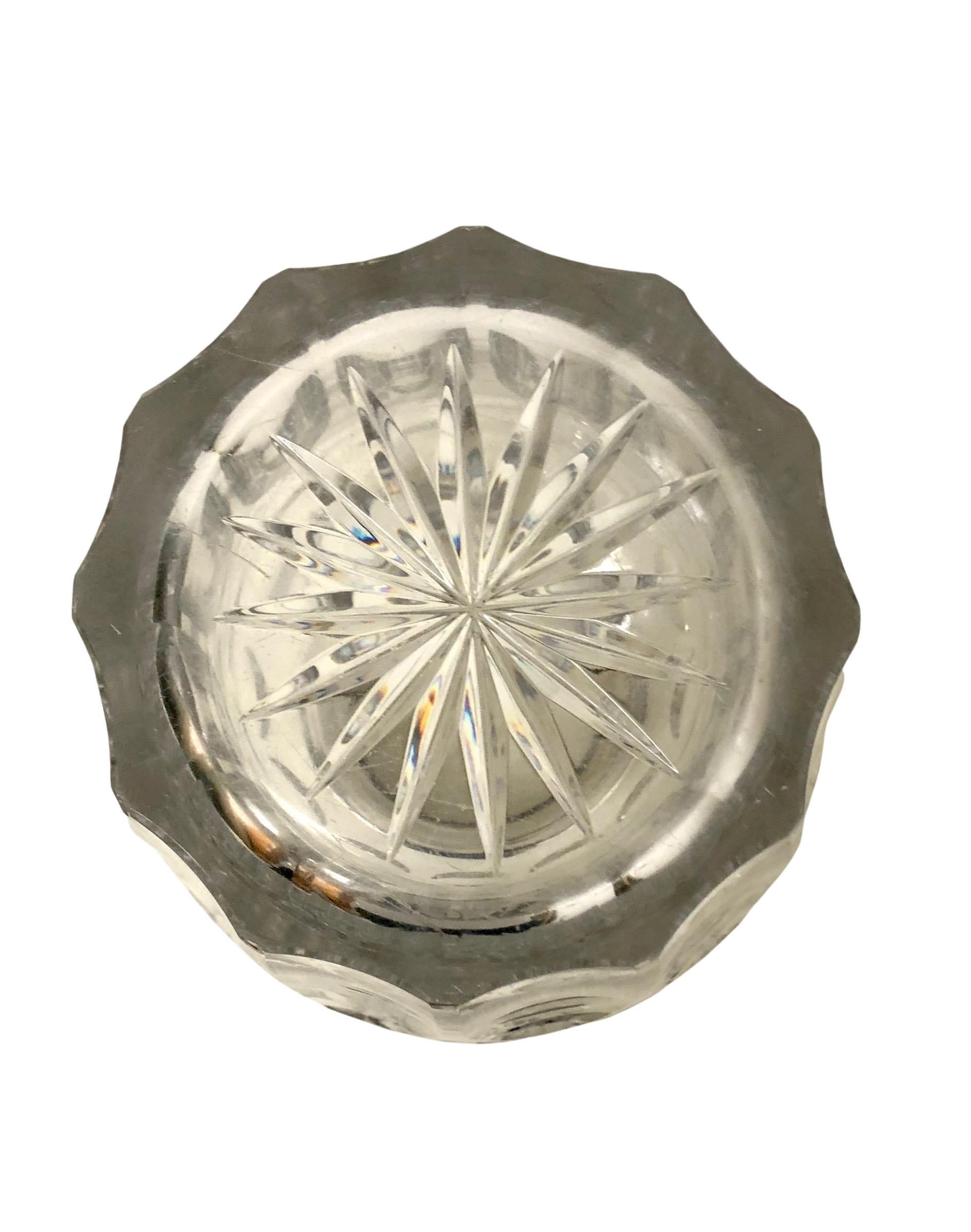 German Crystal Vase with Sterling Monogram Top For Sale 3