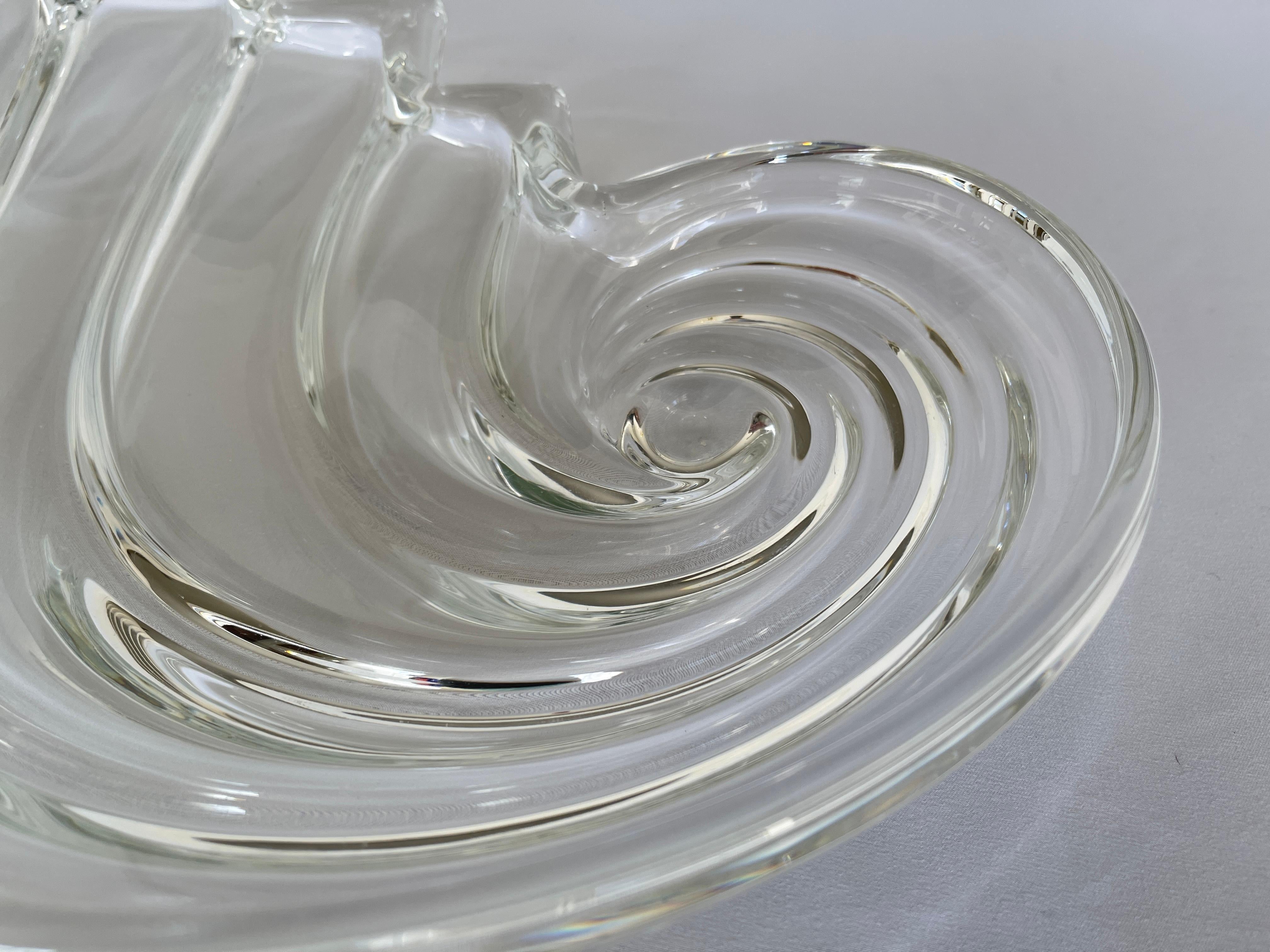 Modern German Crystal Wave Monumental Centrepiece Serving Tray For Sale
