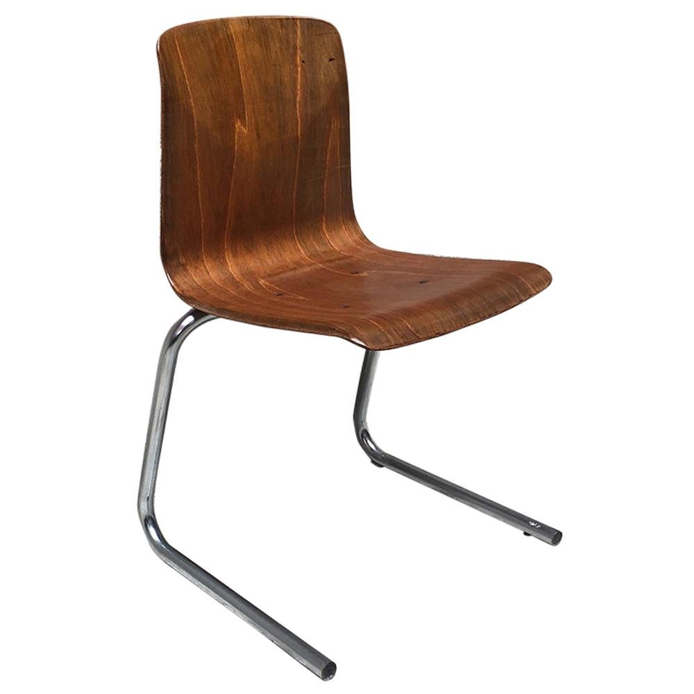 German Curved Wood and Metal Chair by Pagholz, 1960s