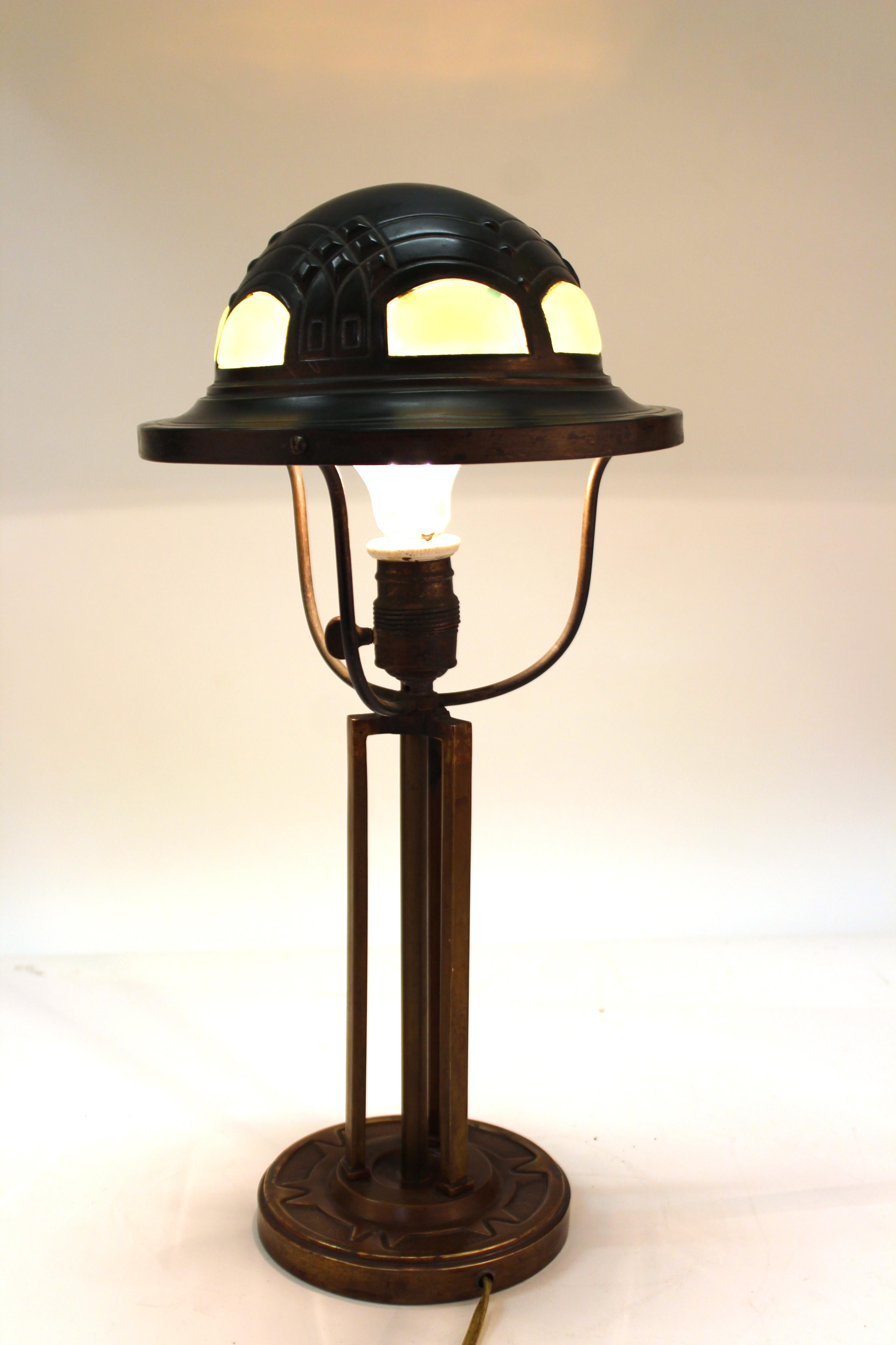 Deutsche Darmstadter Jugendstil-Tischlampe, Peter Behrens zugeschrieben 7