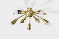 German Designer, Chandelier, Brass, Germany, 1950s