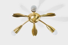 German Designer, Chandelier, Brass, Germany, 1950s