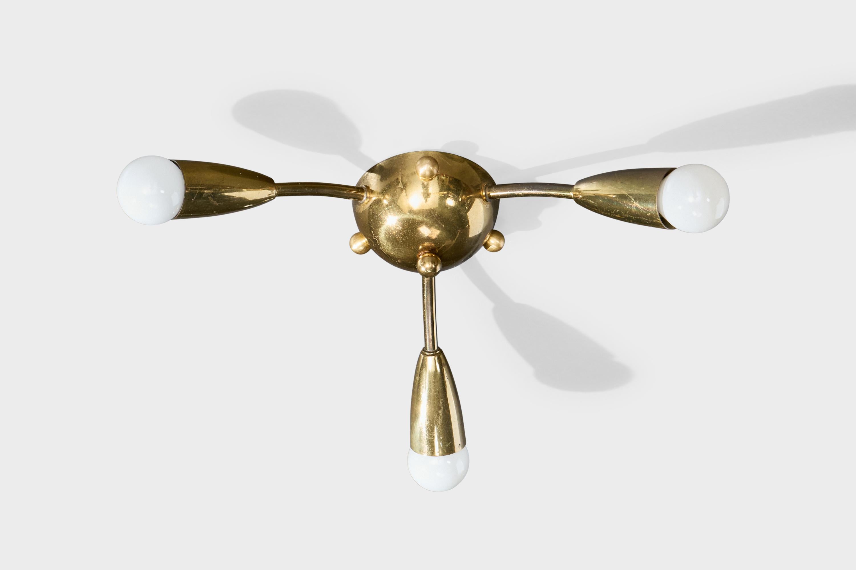 Mid-Century Modern Designer allemand, lustre, laiton, Allemagne, années 1950 en vente