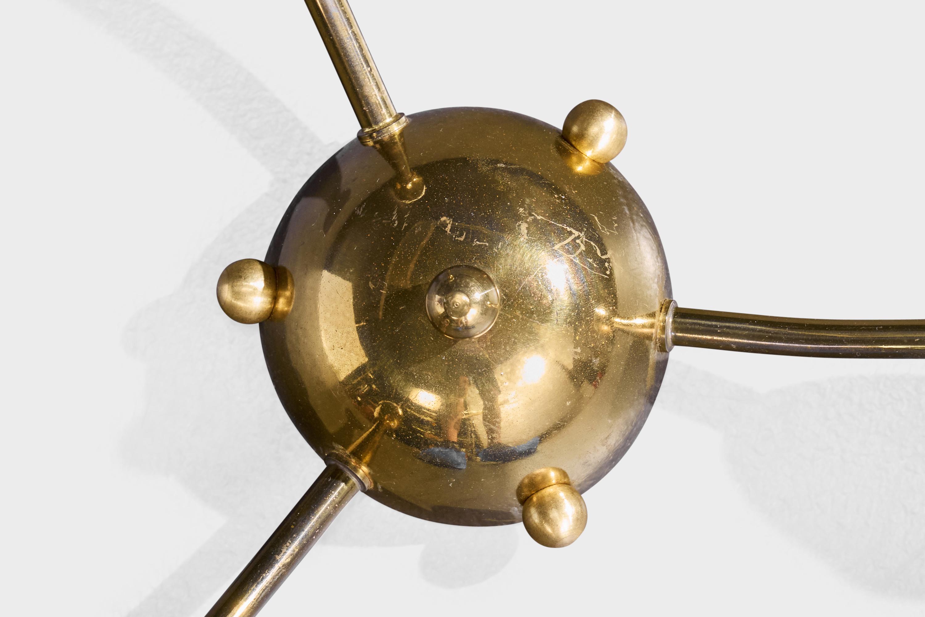 Laiton Designer allemand, lustre, laiton, Allemagne, années 1950 en vente