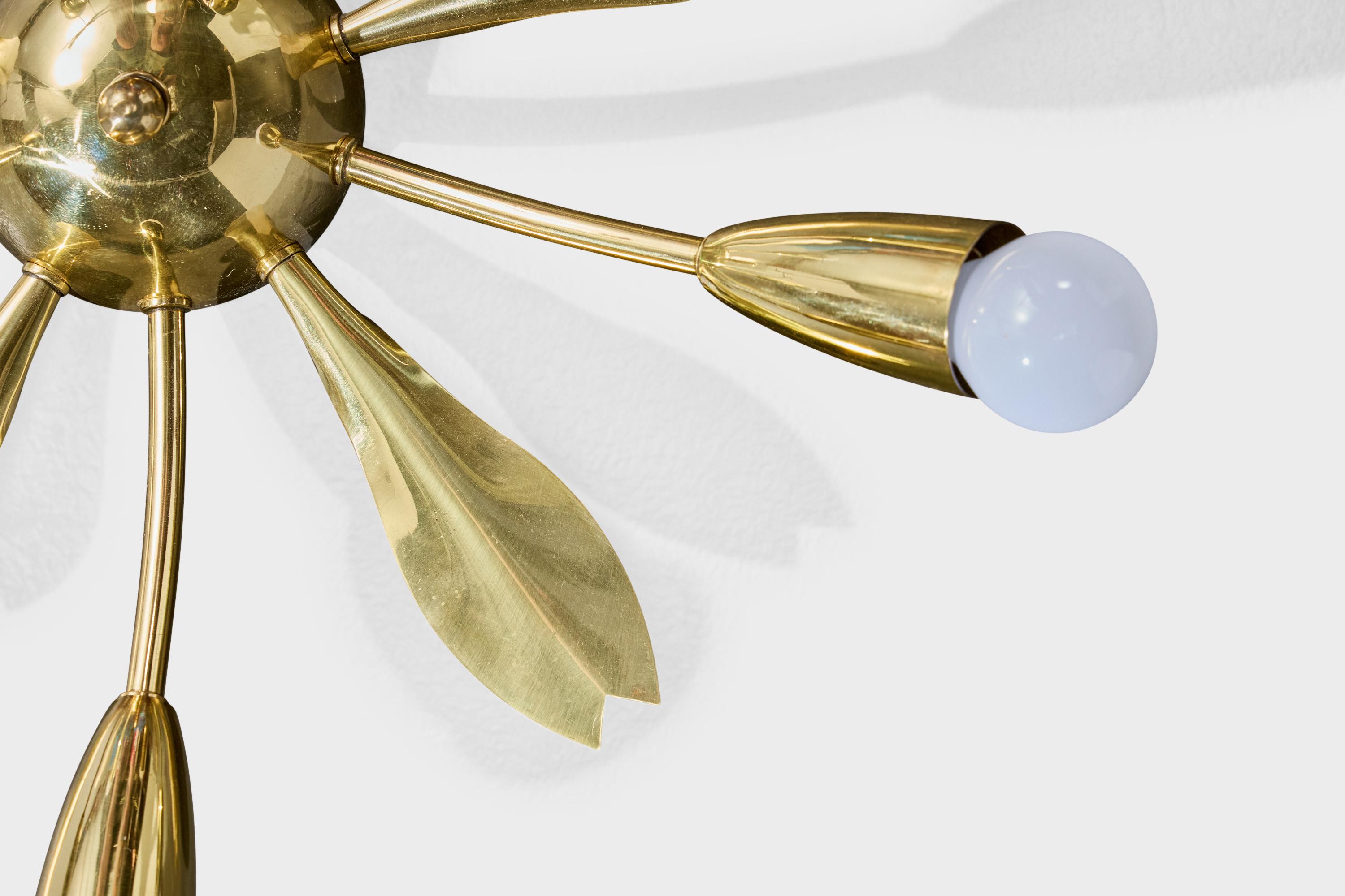 Laiton Designer allemand, lustre, laiton, Allemagne, années 1950 en vente