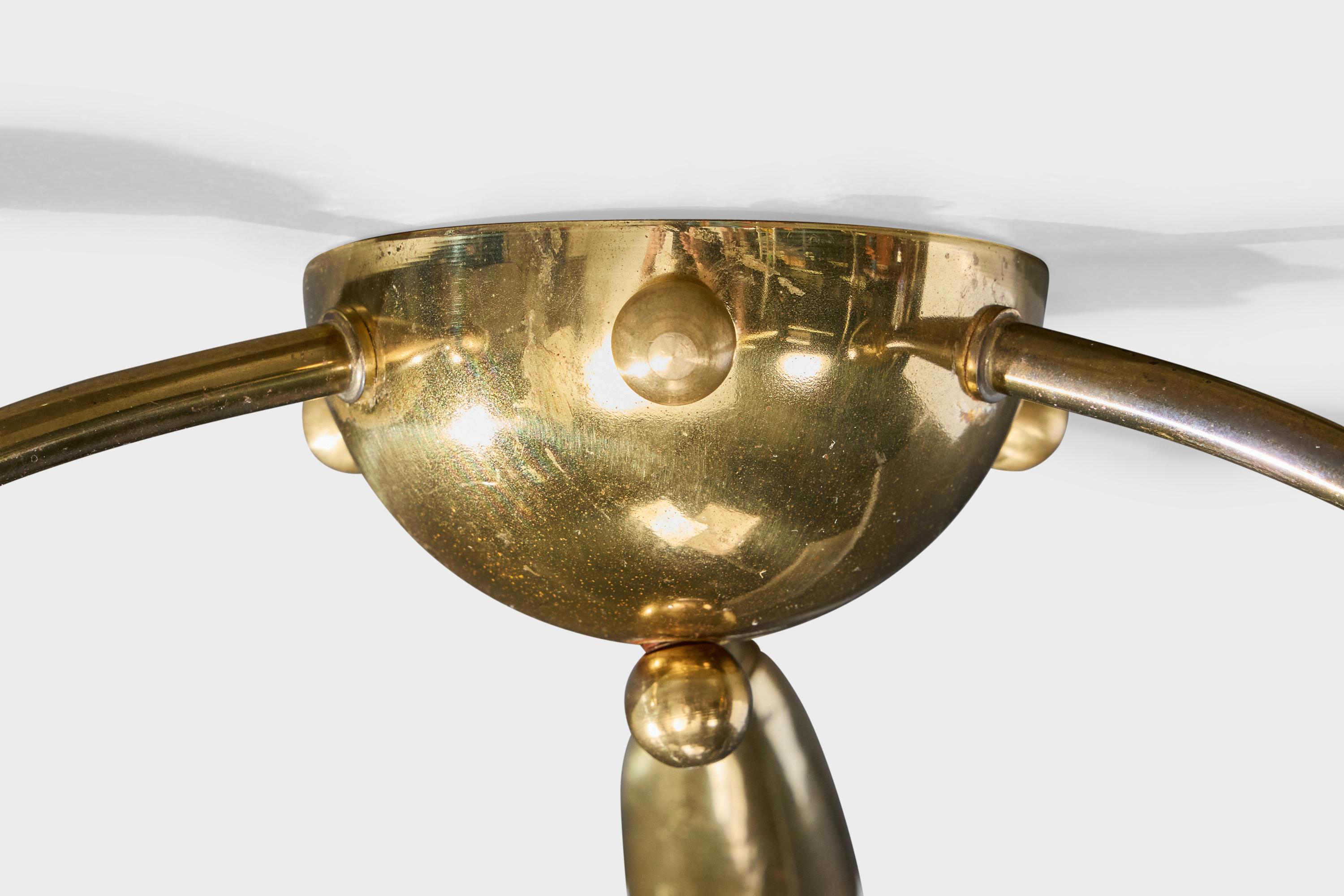 Designer allemand, lustre, laiton, Allemagne, années 1950 en vente 1