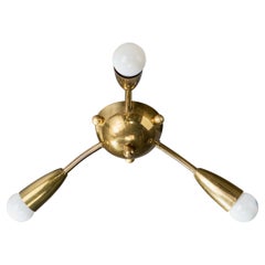 German Designer, Chandelier, Brass, Germany, 1950s