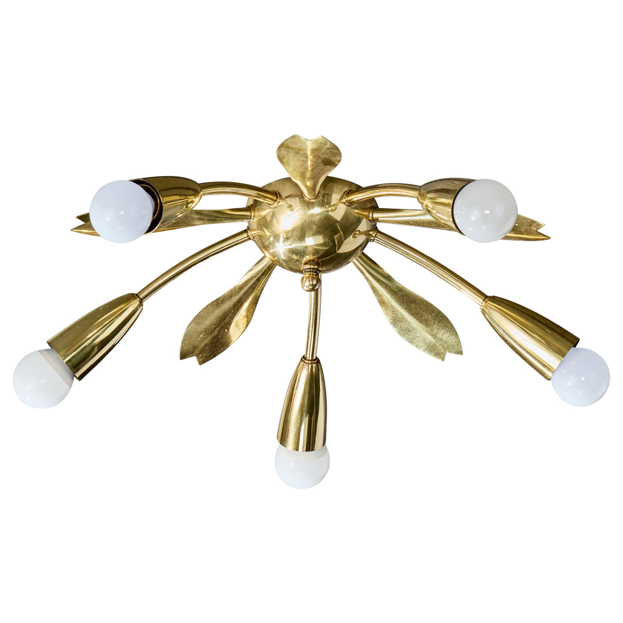 Deutscher Designer, Kronleuchter, Messing, Deutschland, 1950er Jahre