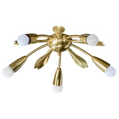 Vintage German Designer, Chandelier, Brass, Germany, 1950s