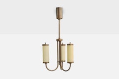 German Designer, Chandelier, Brass, Glass, Germany, 1920s