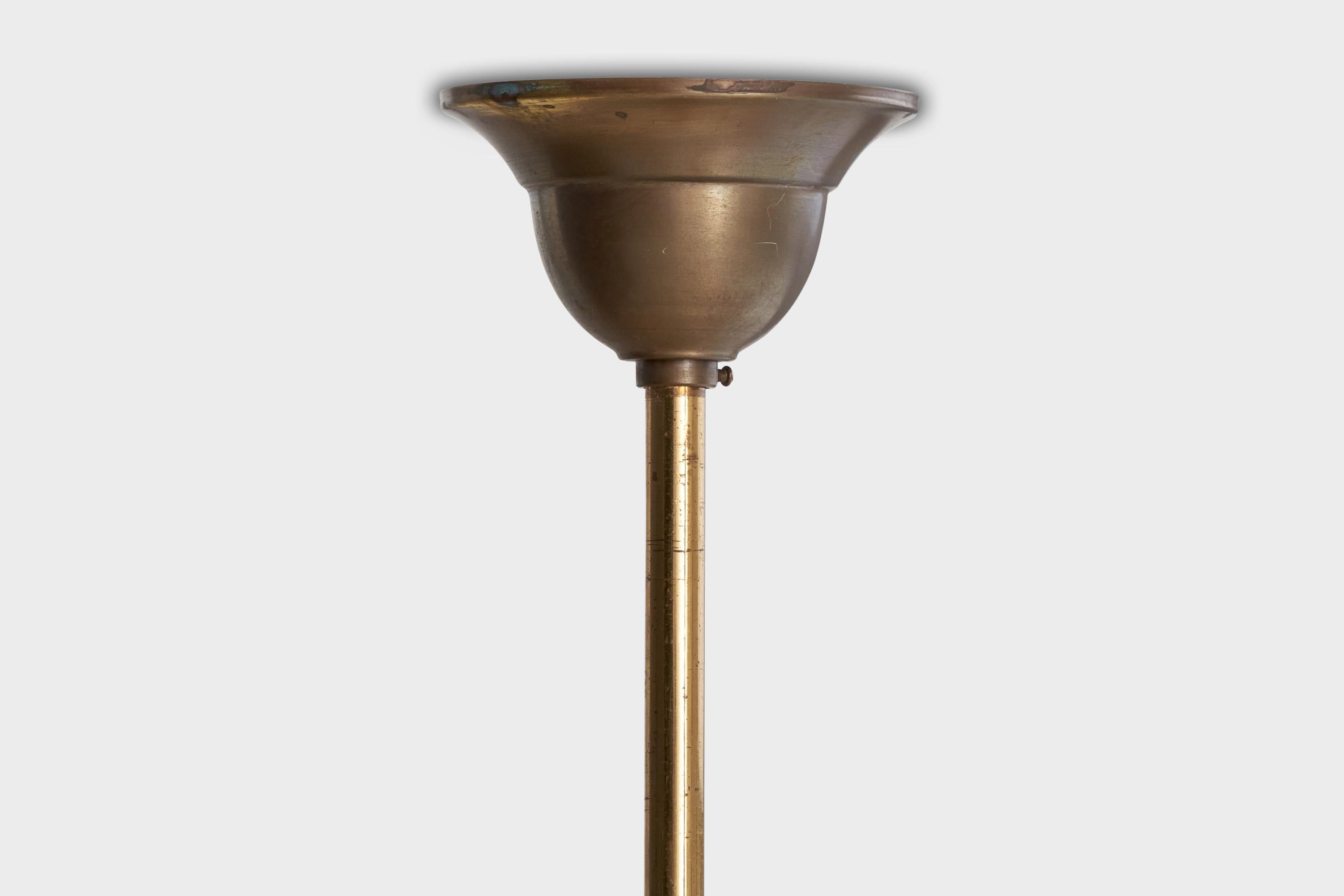German Designer, Chandelier, Brass, Glass, Germany, 1920s For Sale 2