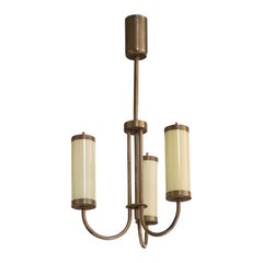 German Designer, Chandelier, Brass, Glass, Germany, 1920s