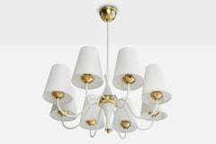 Lampadario di design tedesco, ottone, metallo, tessuto, Germania, anni '60