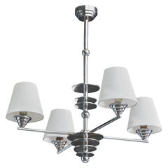 German Designer, Chandelier, Chrome, Fabric, Germany, 1920s