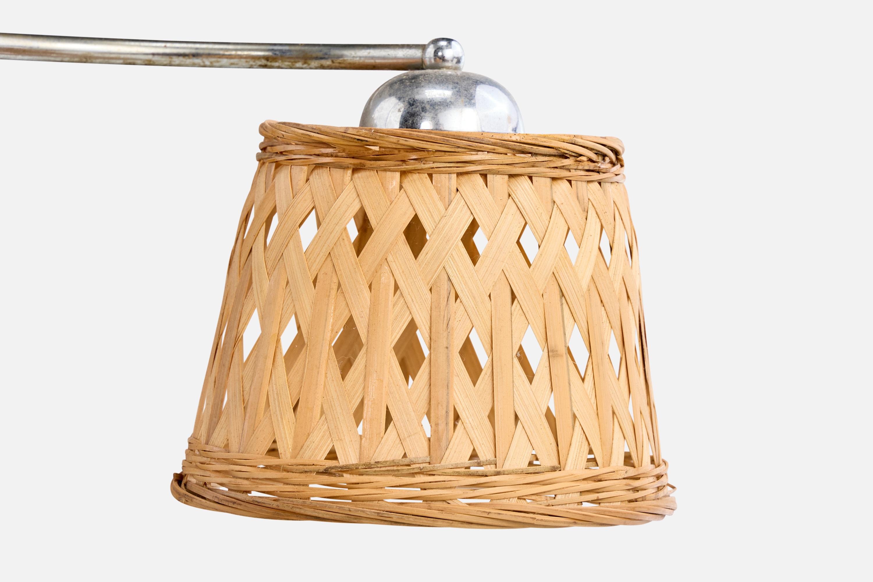 German Designer, Chandelier, Chrome, Rattan, Germany, 1920s For Sale 7