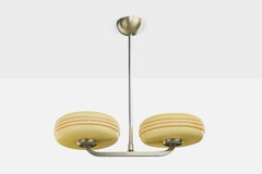 German Designer, Chandelier, Glass, Nickel, Germany, 1920s