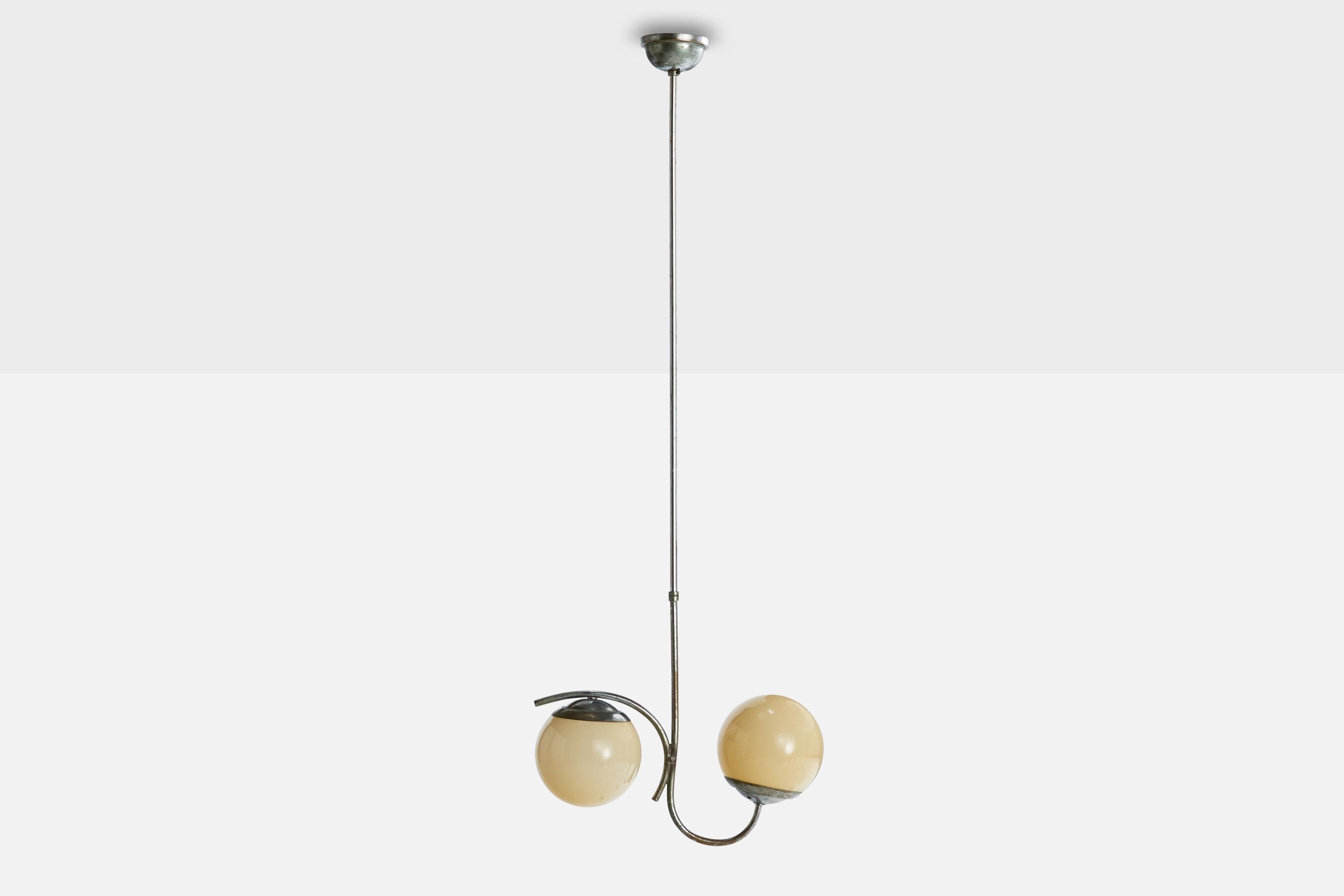 Tedesco Designer tedesco, lampadario, metallo, vetro, Germania, anni '20 in vendita