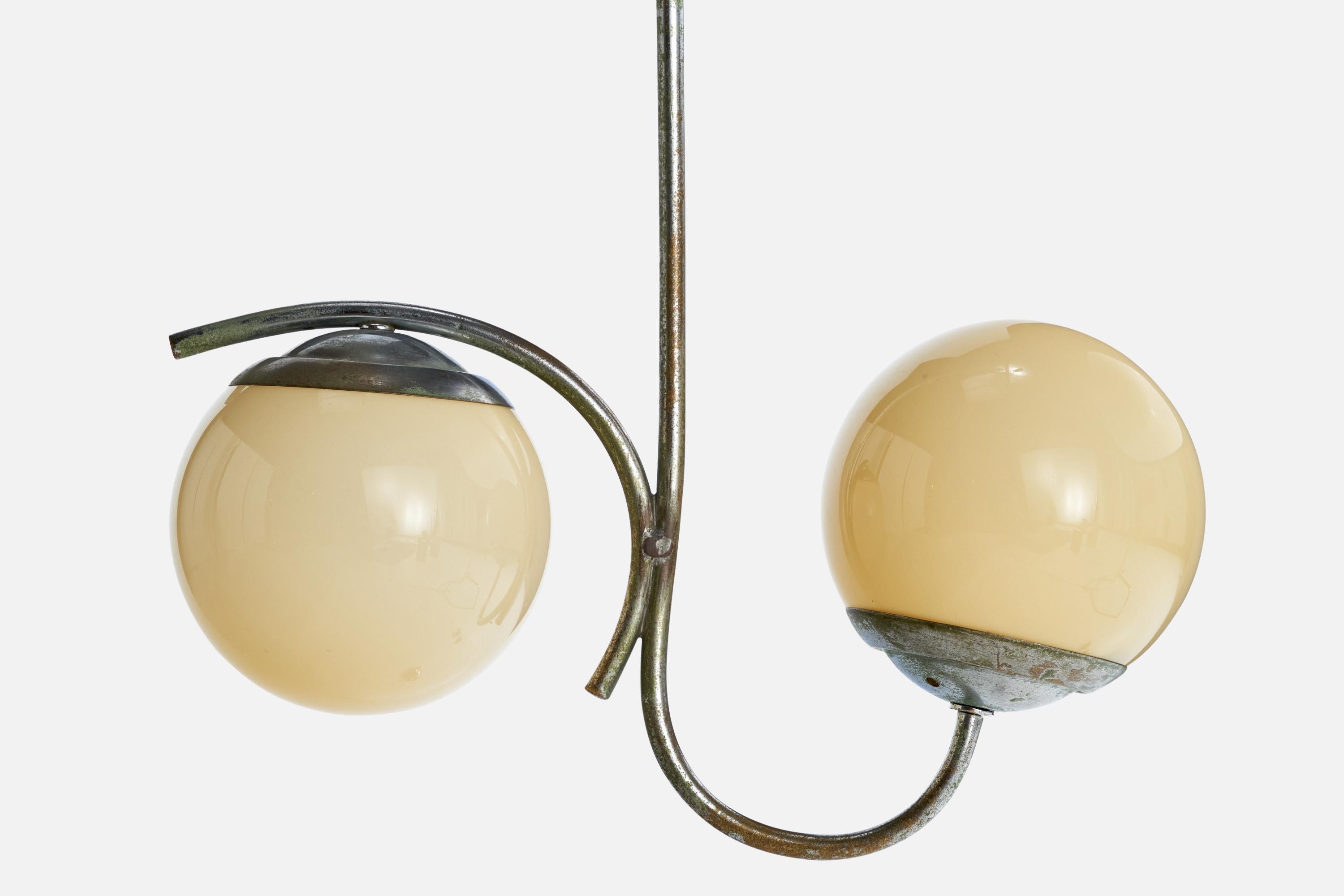 Designer tedesco, lampadario, metallo, vetro, Germania, anni '20 In condizioni buone in vendita a High Point, NC