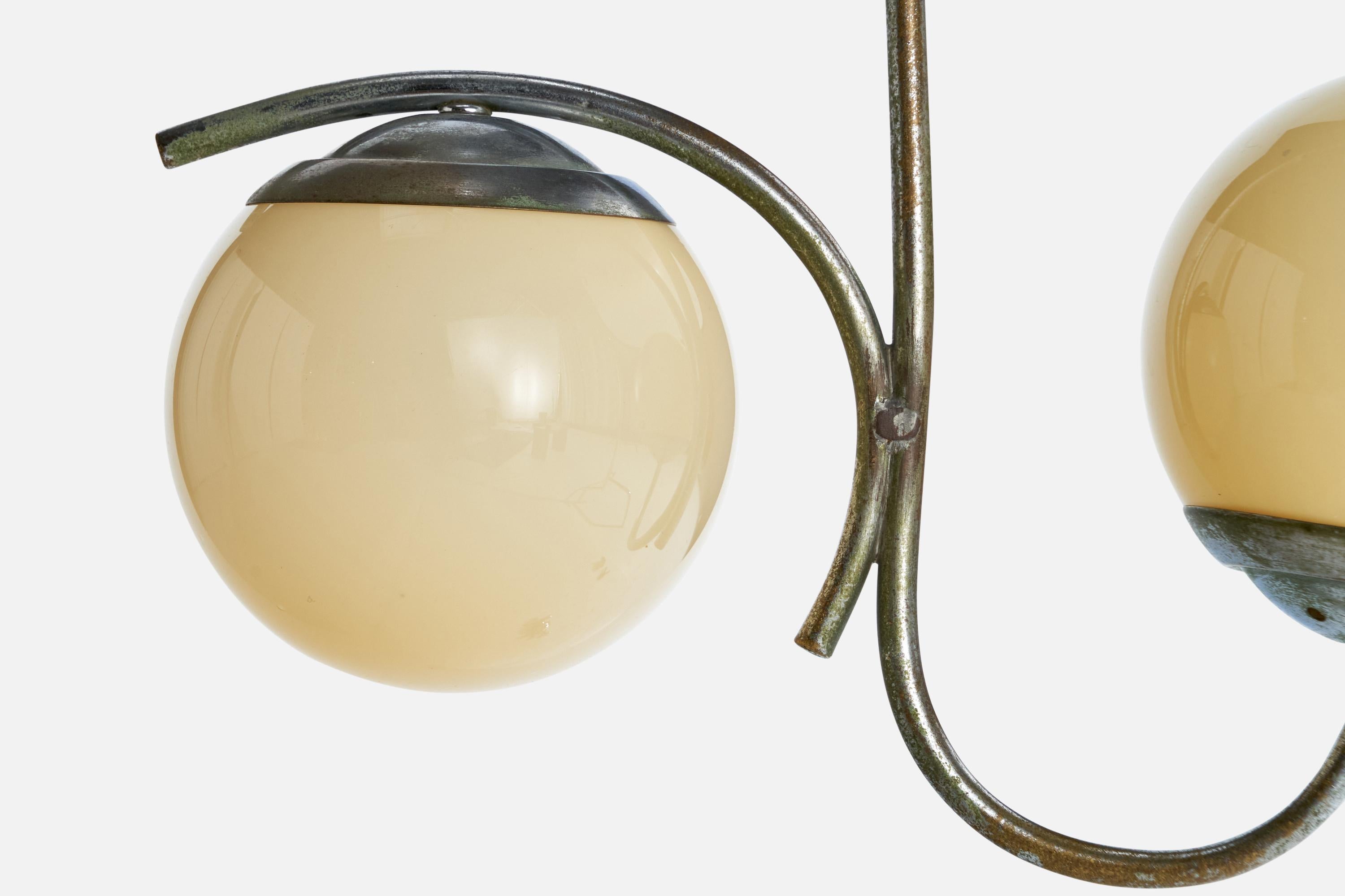 Metallo Designer tedesco, lampadario, metallo, vetro, Germania, anni '20 in vendita