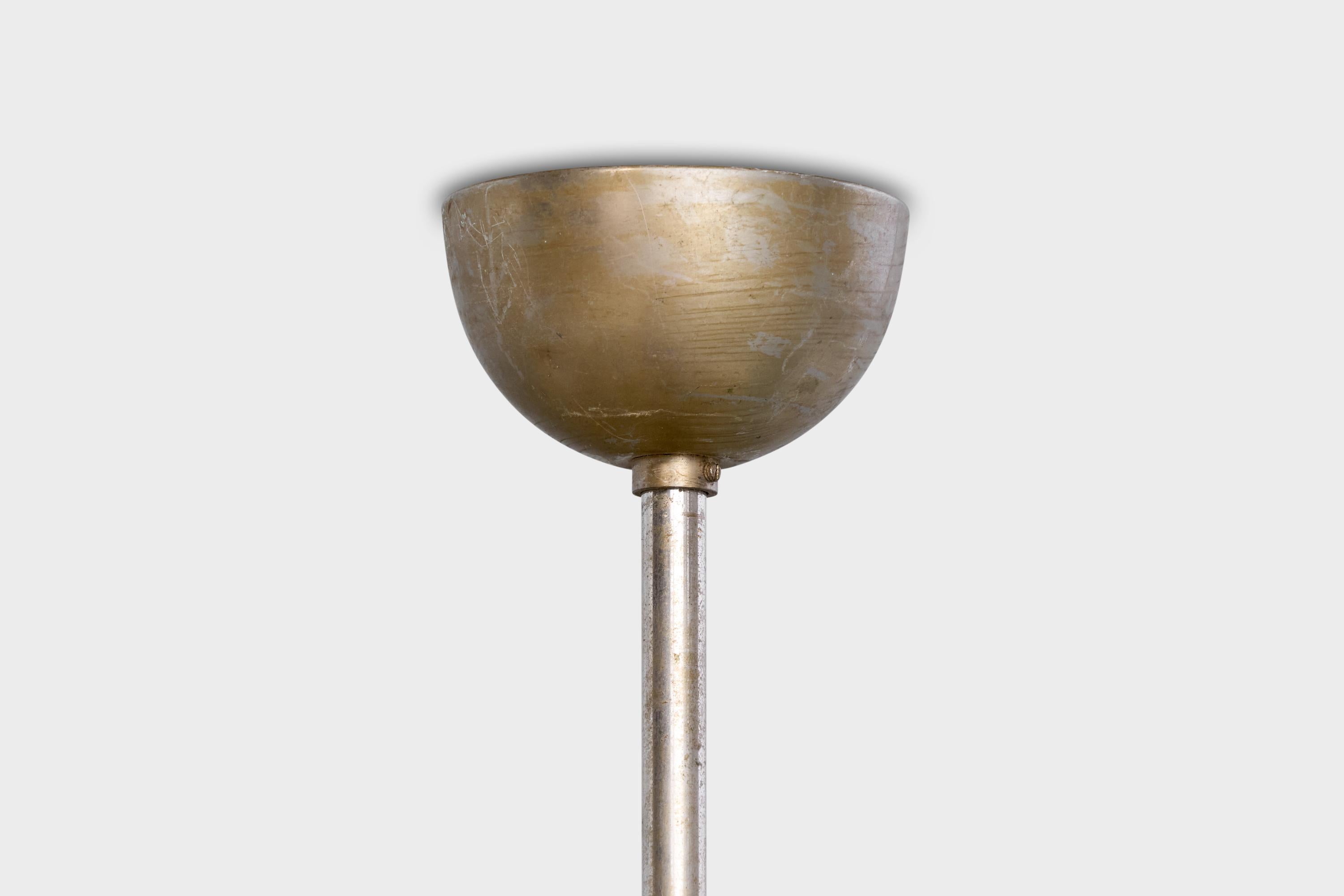 German Designer, Chandelier, Nickel, Glass, Germany, 1920s For Sale 5