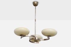 German Designer, Chandelier, Nickel, Glass, Germany, 1920s