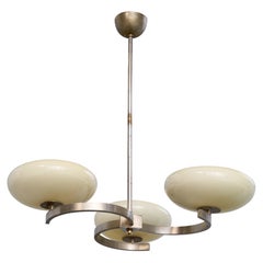 Deutscher Designer, Kronleuchter, Nickel, Glas, Deutschland, 1920er Jahre