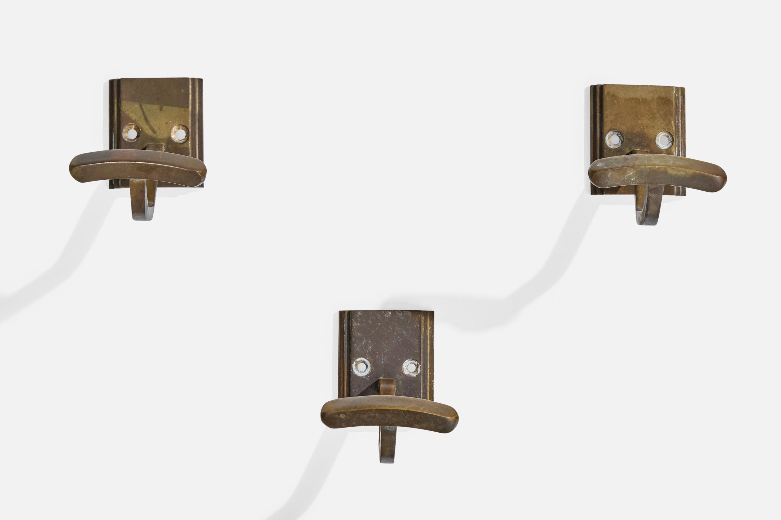 Mid-Century Modern German Designer, Coat Hangers, Brass, Germany, 1920s For Sale