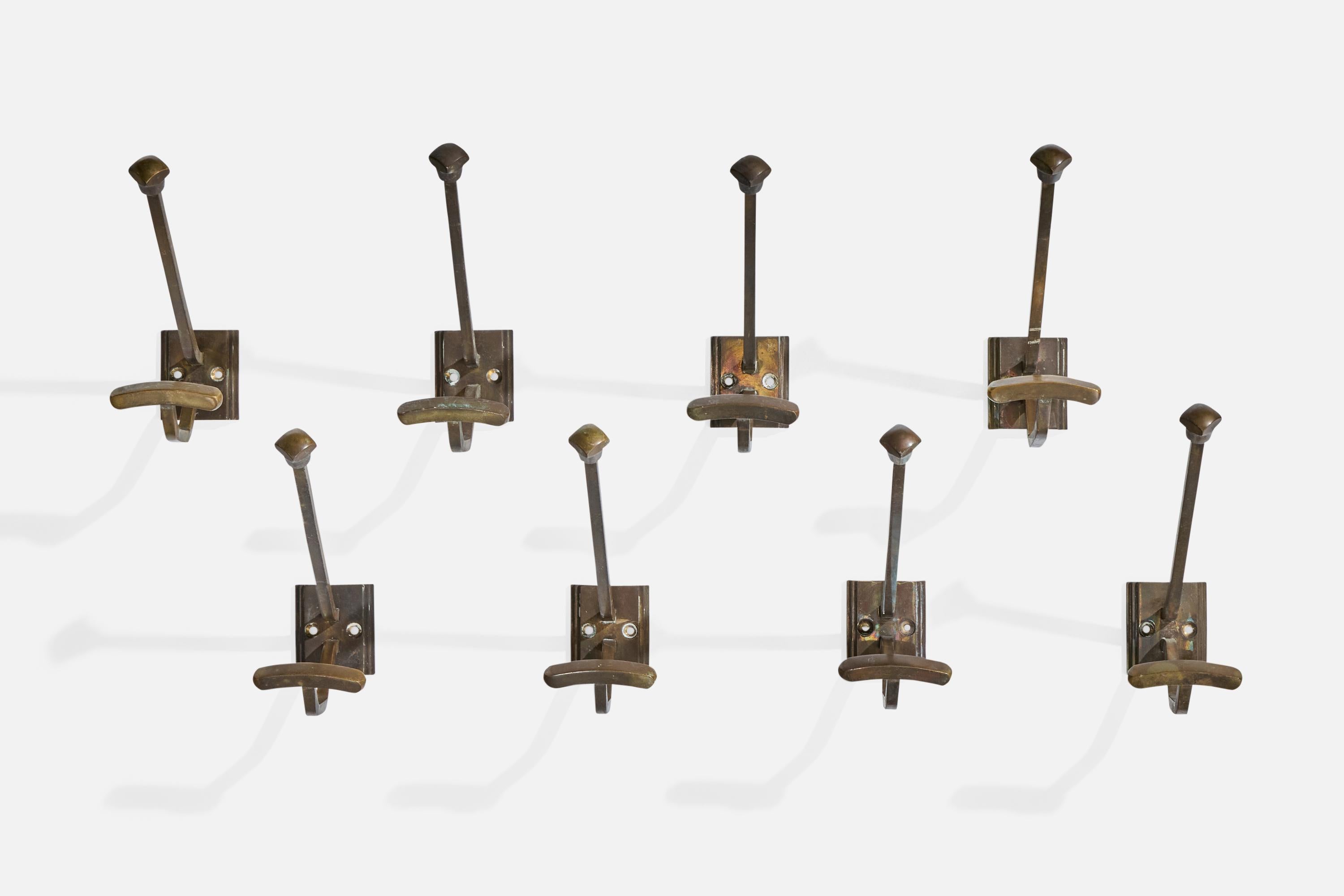 Mid-Century Modern German Designer, Coat Hangers, Brass, Germany, 1920s For Sale